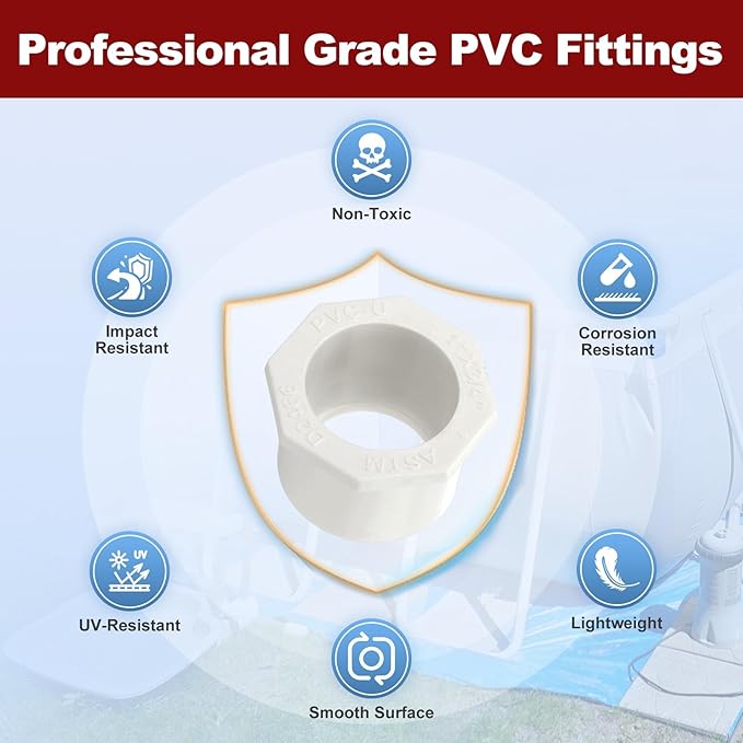 10Pcs 1" x 3/4" PVC Reducer Bushing Fitting, SCH40 (Socket x Socket) Furniture Grade PVC Pipe Fitting, Reducer Bush Adapter for Home Sewer Plumbing, Industrial, Pipe Connection