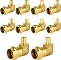 10-Pack HeSun Copper Press Fitting Elbow, 3/4" PRESS X 1/2" PEX F1807 Crimp Elbow, LF Brass