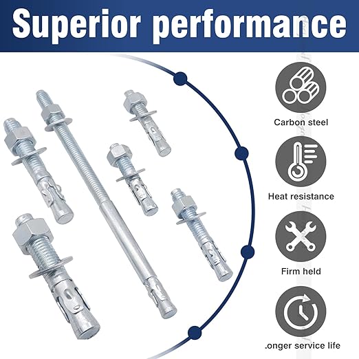1/2" x 3-1/2" Wedge Anchor, for Cement and Concrete only, zinc-Plated Carbon Steel Screws and lag Bolts （10 pcs