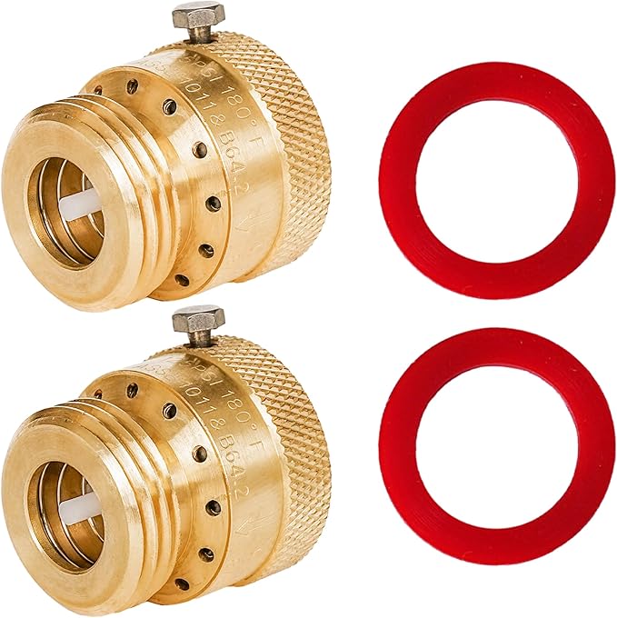 Hourleey 2 Pack Faucet Vacuum Breaker, 3/4 Inch Solid Brass Anti-Siphon Hose Bib Backflow Preventer for Garden Spigot RV