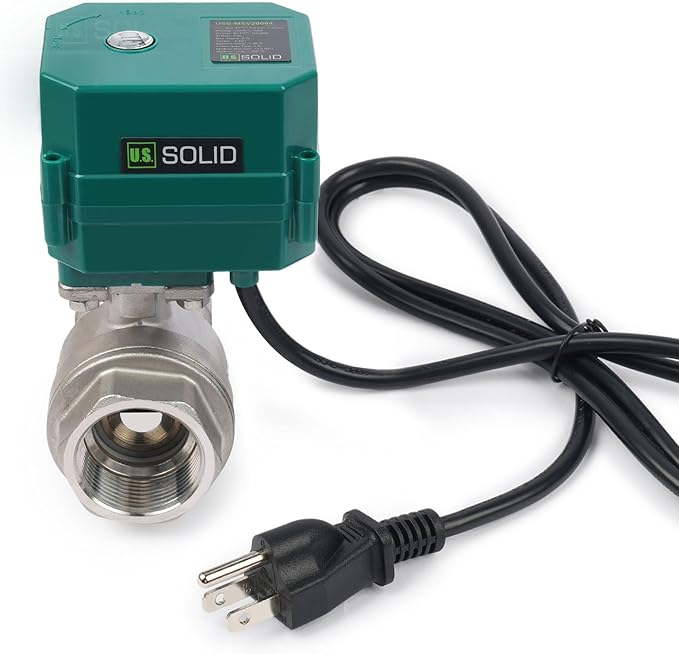 U.S. Solid 1-1/4" Motorized Ball Valve with US Plug 110VAC Stainless Steel Electrical Ball Valve,Auto Return, Normally Closed, IP65(8-PACK)