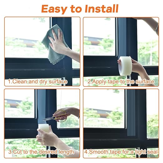 YoleShy 2 Pack Transparent Window Weather Sealing Tape 2 Inch x 30 Yards No Residue Heavy Duty Window Insulation for Winter Cold Draft Proof Gap Sealing, Total 60yds