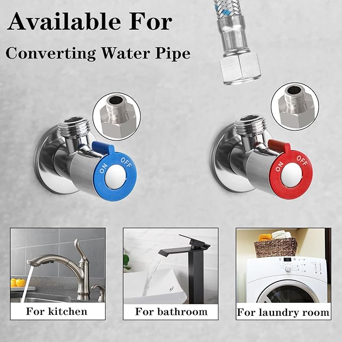 Nickel Plated Brass Pipe Fitting Water Hose Adapter G 1/2 Female to 3/8 Male Compression Converter Reducer Connector for Kitchen Faucet with Rubber Washers (Pack of 4)