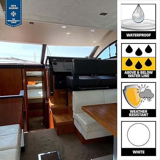 SIKA Sikaflex-291 Marine Adhesive & Sealant - White, Fast Cure Polyurethane for Boats - 10.1 fl. oz Cartridge - All-Purpose, Durable, Ideal for Above & Below Water Line (Pack of 24)