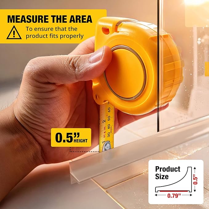 Shower Threshold Water Dam Barrier 85" - Transparent Collapsible Shower Water Blocker - Guard for Walk in Shower - Water Guard Stopper for Floor - Shower Door Water Blocker by Hippo Dam