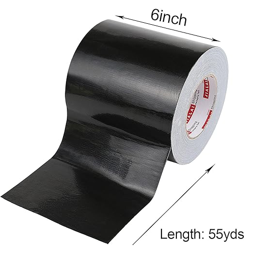 6" Duct Tape, Heavy Duty 6 inch x 55 yds (164 ft) Wide Black Duct Tape, Waterproof, UV Resistant for Crafts, Home Improvement, Repairs, & Projects