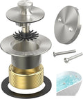 Brushed Nickel Bathtub Drain, Hair Catcher and 2-Hole Overflow Faceplate, 11.5/16 UNC, Lift and Turn Bathtub Drain Replacement, Tub Drain Stopper