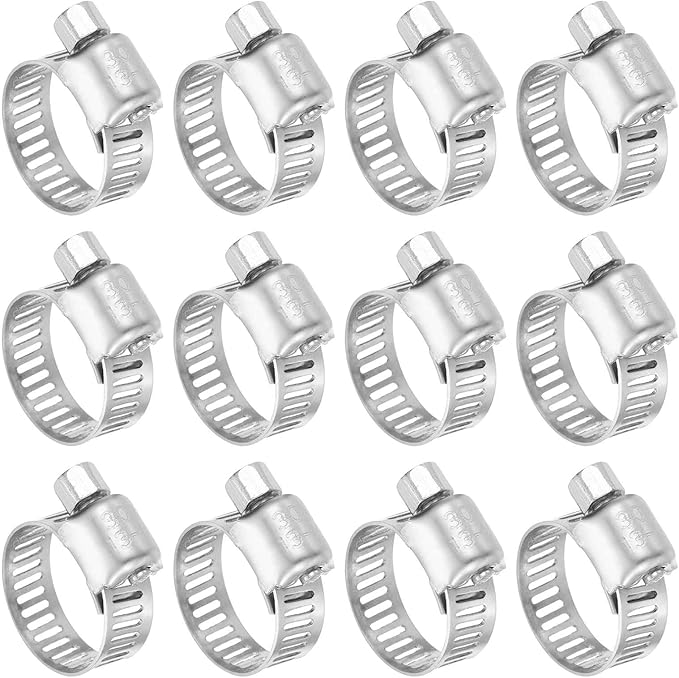 HARFINGTON 12 Pcs Hose Clamp 1/2"-3/4" (13-19mm) 304 Stainless Steel Adjustable Worm Gear Hose Clamp with Phillips Screw Assortment Kit for Fuel Line Pipe Plumbing Automotive Tube