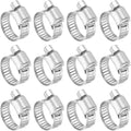 HARFINGTON 12 Pcs Hose Clamp 1/2"-3/4" (13-19mm) 304 Stainless Steel Adjustable Worm Gear Hose Clamp with Phillips Screw Assortment Kit for Fuel Line Pipe Plumbing Automotive Tube