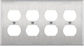 ENERLITES Duplex Receptacle Stainless Steel Wall Plate, Metal Corrosive Resistant Cover for Electrical Socket Receptacles, 4-Gang 4.50" x 8.19", 7724, 430 Stainless Steel, UL Listed, Silver
