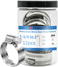 12PCS Heavy Duty Hose Clamps Stainless Steel 304,1-1/4" Hose Clamp to 2" Hose Clamp (32-50mm) Adjustable Worm Gear Drive Radiator Hose Clamps,Pipe Clamp for Automotive, Garden,and Industry