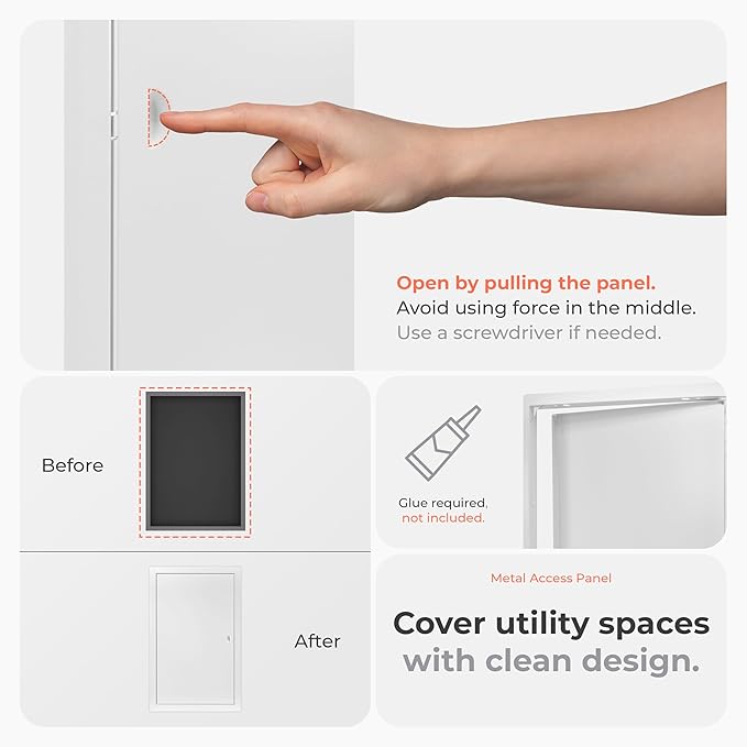12 x 20 Inch White Rectangular Metal Plumbing Access Panel - Indoor Wall Access Door for HVAC, Wall, Ceiling, and Drywall with Panel - Opening Box Door Cover - Easy to Install