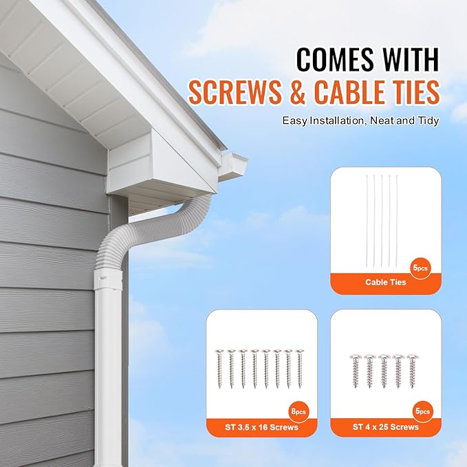 VEVOR Mini Split Line Set Cover 3-inch W 7.4Ft L, PVC Decorative Pipe Line Cover for Air Conditioner with 2 Straight Ducts & Full Components Easy to Install, Paintable for Heat Pumps, White