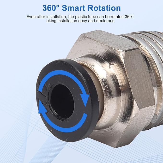 10 Pcs Push-to-Connect Fittings 5/32 Inch Tube OD x 1/4 Inch NPT Thread Pneumatic Male Straight Quick Connect Air line fittings