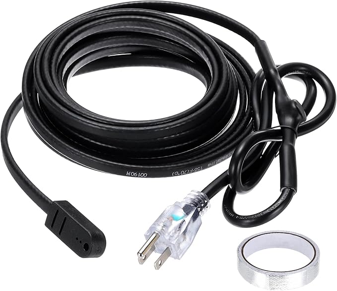 MECCANIXITY 18FT Self-Regulating Water Pipe Heat Tape,5W/Ft 120V Electric Plugs 3 Prong Heating Trace Cable for Metal and Plastic Pipe Freeze Protection Keeps Water Flowing