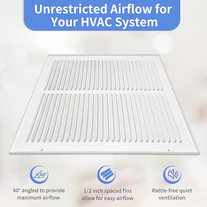 10"W x 8"H [Duct Opening Size] Steel Return Air Grille, Air Return Vent Cover for Ceiling and Sidewall - HVAC Air Vent Covers - [Outer Dimensions: 11.75"W x 9.75"H]