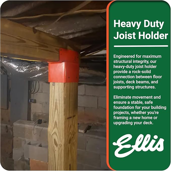 Ellis Manufacturing Joist Holder, 6x6 Secure Posts to Joists in Crawl Space - Extra Lateral Support, Quadruple 2x6