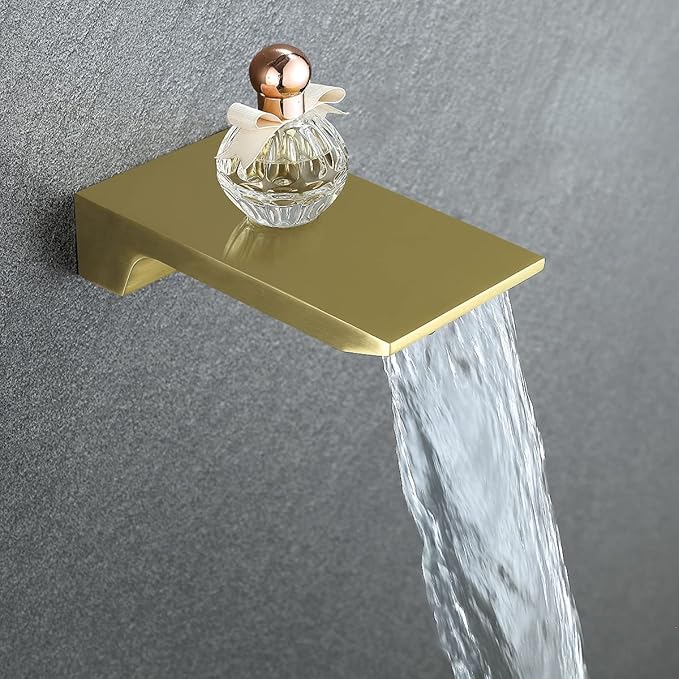 Bathtub Shower System Brushed Gold Shower Fixtures with Tub Faucet and 10 inch Rian Shower Head with Handheld Spray
