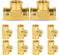 10-PCs HeSun Brass Pipe Fitting, 1/2" x 1/2" x 1/2" NPT Female Thread Tee