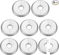 HARFINGTON 8pcs Wall Split Flange 17mm/0.7" Self-Adhesive Plumbing Cover Plates ABS Plastic Round Escutcheon Plate Buckle Design for Water Pipe Bathroom Kitchen Decoration, Silver Tone