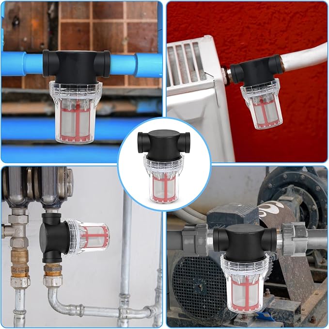 3/4" Female NPT in-Line Strainer, Garden Hose Sediment Filter Attachment, with 200 Mesh Stainless Steel Screen