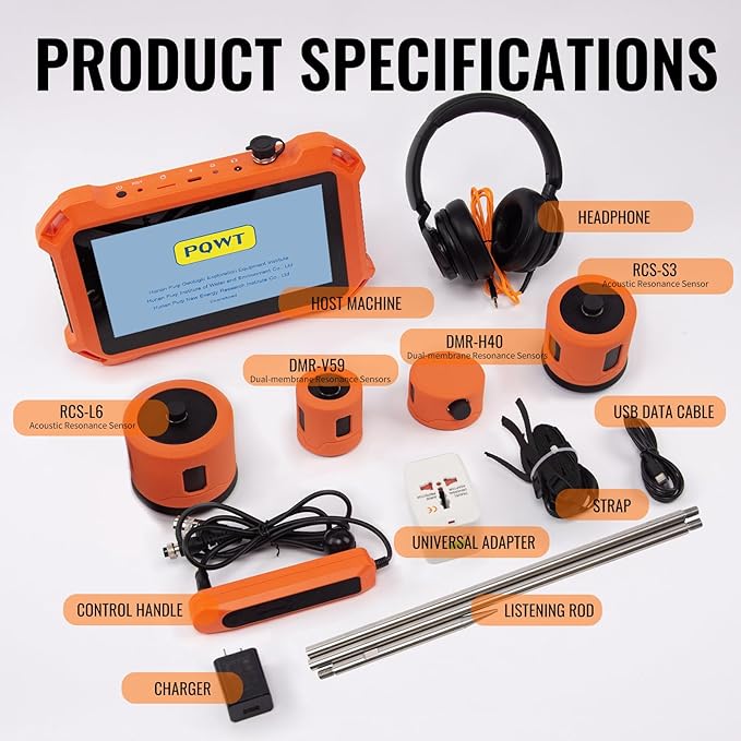PQWT Underground Water Leak Detectors for Home and Outdoor PQ125D Wall Pipe Water Leakage Detection with Touchscreen Earphone and Carrying Case Multi Sensor Acoustic Pipeline Sound Intensifier