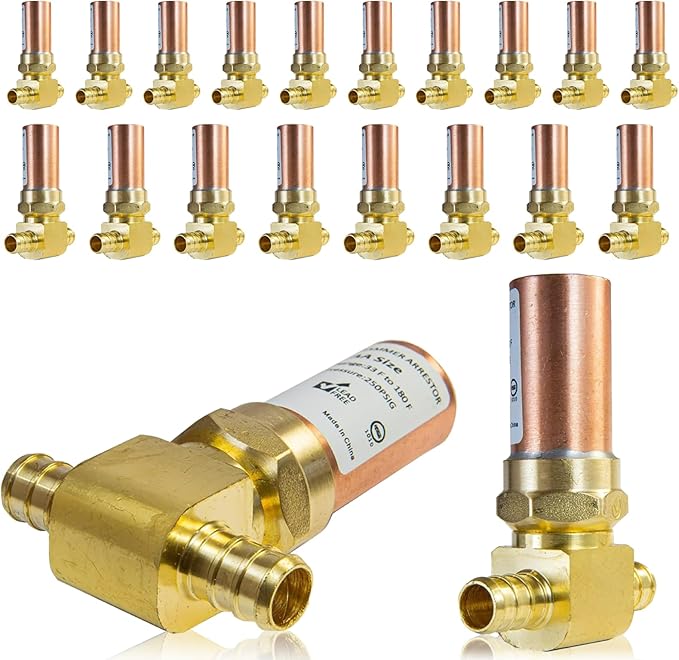 Water Hammer Arrestor,1/2Inch Tee Copper Water Arrestor,Pex Crimp Connection(20PACK,Copper Arrestor)(HAMMER010-20Pack)