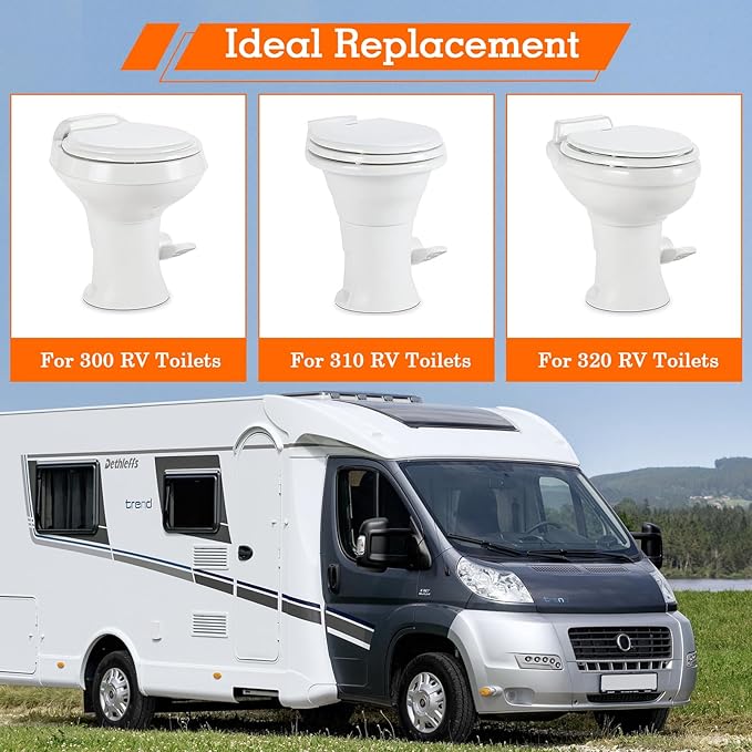 RV Toilet Seal with 3 Inch Socket Floor Flange Kit for 300/310/320 RV Toilets, Replaces 385345892 RV Floor Flange, 385311658 Flush Seal and 385311652 Base Seal, 3 in 1 Combo Kit