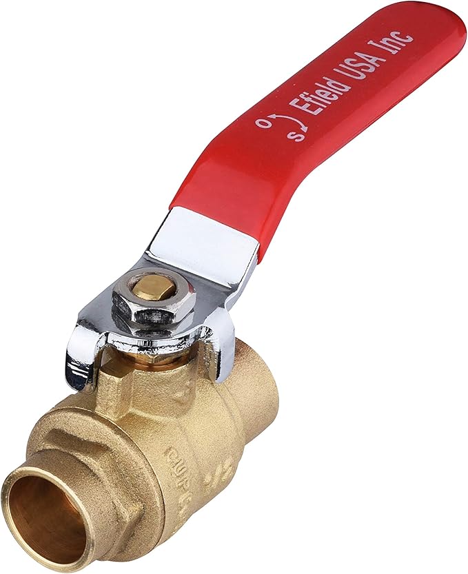 (Pack of 2) EFIELD 1/2" Sweat Brass Full Port Shut-off Ball Valve, 600 WOG (Water, Oil and Gas) Female Sweat Solder Connector SWT x SWT,(VALVE044-2PCS)