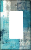 Turquoise and Grey 1-Gang Rocker Wall Plate Cover Teal Abstract Art Decorative Light Switch Cover Modern Electrical Outlet Covers Kitchen Accessories & Decor