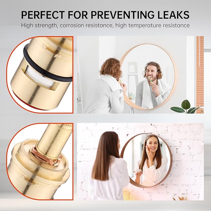 Faucet cartridge replacement compatible with DA507071W Ceramic Disc Cartridge Round Stem-Hot