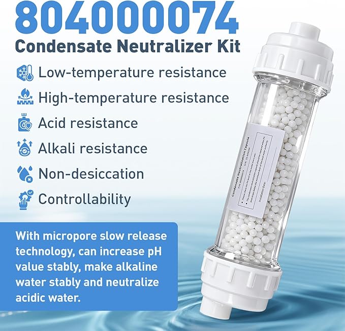 Condensate Neutralizer Kit, Compatible with Rinnai Tankless Water Heater, Replacement for Model 804000074 - Acidic Condensate Neutralizer Prevents Pipe Corrosion & Damage