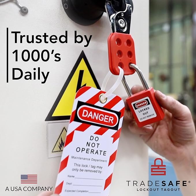 TRADESAFE Lockout Tagout Tags - 30 Danger Do Not Operate Tag with 30 Zip Ties, Premium 32 mil Vinyl, OSHA Compliant Loto Tags for Lock Out Tag Out, Equipment Repair