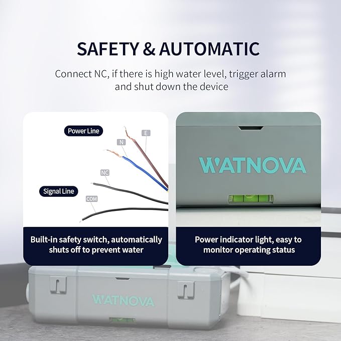 Watnova Condensation Pump 100-230V~, 50-60Hz, 95 GPH, 25ft, Automatic Condensate Removal Pump with Safety Switch for Hvac, Dehumidifier, Air Conditioning Unit