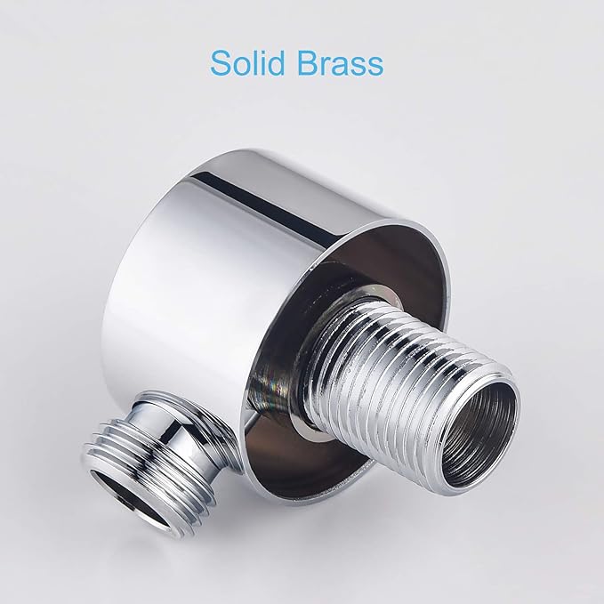 Chrome Wall Supply Elbow, Brass Round Wall Mount Shower Hose Connector 1/2″ Drop Ell Union Water Outlet for Handheld Hand Shower