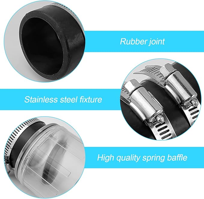 Sump Pump Check Valve 1-1/2 inch, Spring Loaded Flapper Check Valve with 4 Metal Clips, for Sewage Backflow Prevention, Quiet Check Valve for Sump Pump