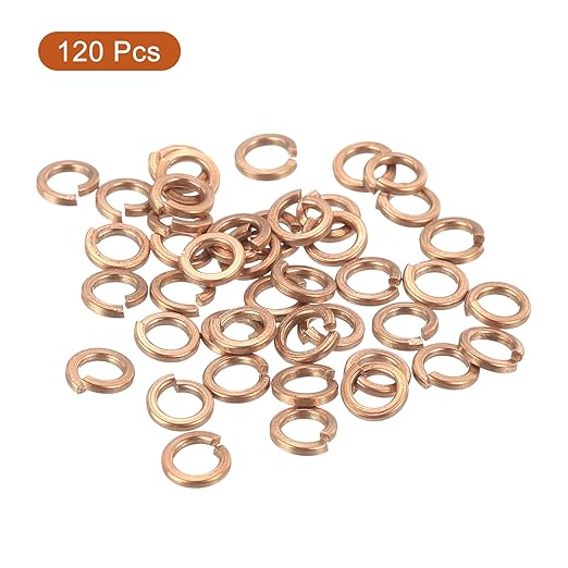 uxcell 120 Pcs Spring Lock Washer, M3 Split Lock Washer Assortment Copper Lock Washers for Screws Bolts Nuts