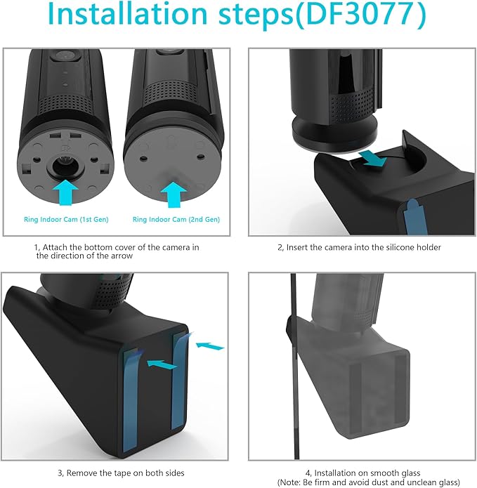 Adhesive Window Mount for Indoor Cam(1st Gen/2nd Gen)/R-ing Indoor Cam Plus,Easy to Install, No Tools Needed, Indoor Cam Camera 20 Degrees Tilt Strong Adhesive Wall Mounting Bracket (Black)