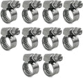 Embossed Worm Gear Hose Clamps Size#2, 5/16-1/2 inch Adjustable Heavy Duty Stainless Steel Hose Clamp, all 304 for Automotive Fuel Injection Line (8-12 mm, 10 Pack)