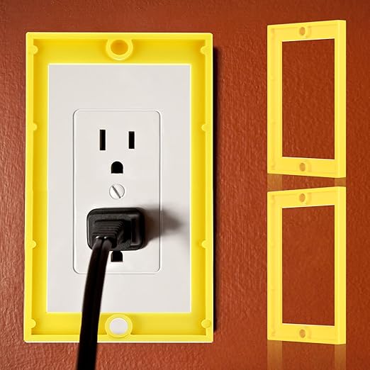 6Pcs 1/4 Inch Single Gang Outlet Box Extender, Seamless Electrical Box Extender with 12Pcs 32mm Screws for Electrical Outlet Switches Electric Box Extenders(Yellow)
