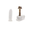 THE CIMPLE CO Ribbed Plastic Conical Anchors and White Cable Screw Clips - for Concrete, Stucco, Brick, Drywall, and Similar - Kit of 50 Screw Clips, and 50 Anchors