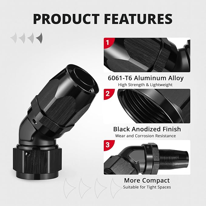 EVIL ENERGY 16AN Hose End Fitting 45 Degree Swivel Low Profile Forged Aluminum for CPE Braided Line