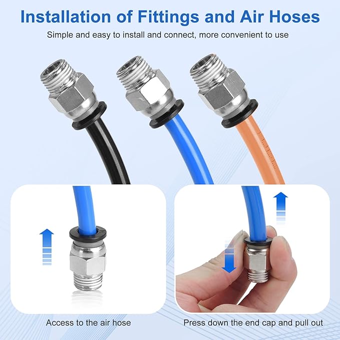 10 Pcs Push-to-Connect Fittings 1/4 Inch Tube OD x 1/8 Inch NPT Thread Pneumatic Male Straight Quick Connect Air line fittings…