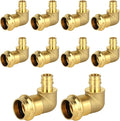 10-Pack HeSun Copper Press Fitting Elbow, 3/4" PRESS X 1/2" PEX-A F1960 Expansion Elbow, LF Brass