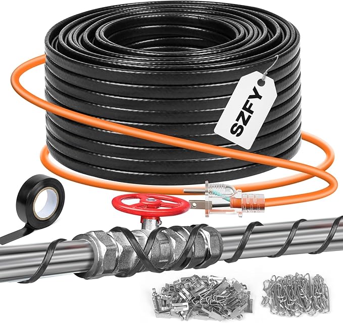 3FT~200FT Heat Tape for Water Pipes, -40°F Deicing Cable,Pipe Heat Cables for Roof,Gutter，Farm，Freeze Protetion Heating Wires, Heated Water Hose,Plumbing Fixtures,120V 5W/FT (120FT)