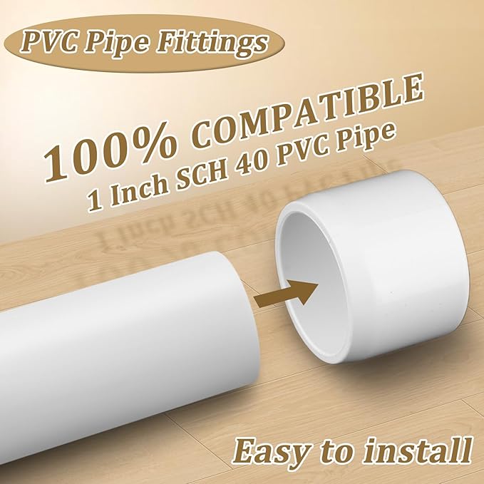 20 Pack 1" PVC Fittings End Cap, Furniture Grade 1 Inch PVC Pipe Fittings End Cap, UV Resistant, Fits SCH40 Pipe DIY Garden Shelves, Greenhouse, Shelf