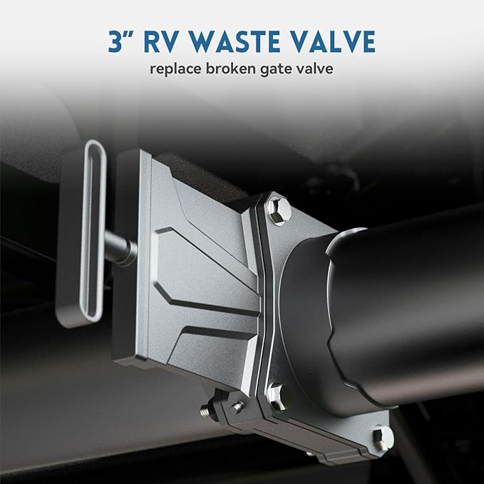 DUMPMAN RV Waste Gate Valve with Flow Control Handle, Fit for 3" Sewer Pipe, Waste Valve for Camping