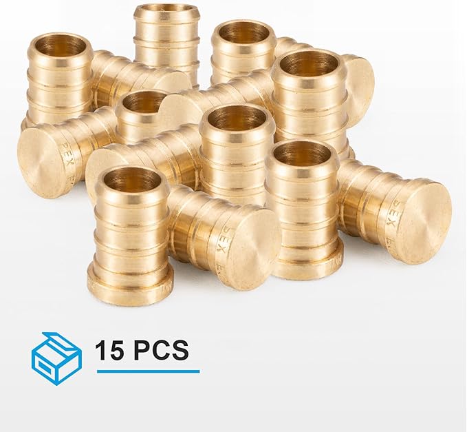 WMAXPFIT(15 Pack) 1/2 Inch PEX Plug F1807, LF Brass crimp fitting for PEX-b pipe