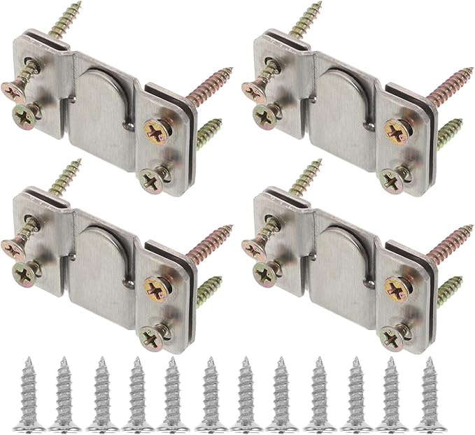 Stainless Steel Hanging Buckle and Interlocking Frame Hanger Heavy Duty Sectional Furniture Connectors with Screws for Picture Frame Mounting and Wall Display (4 Pairs, Large)