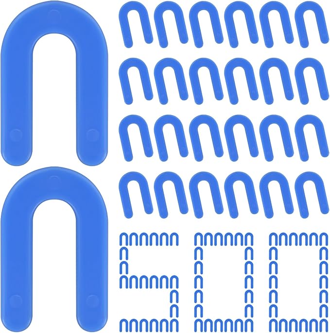 DGSL Tile Leveling System Tile Spacers 1/16 Inch, 500 pieces Horseshoe Shim U Shape Plastic Tile Leveling Clips for Various Types of Tile Leveling (Blue)
